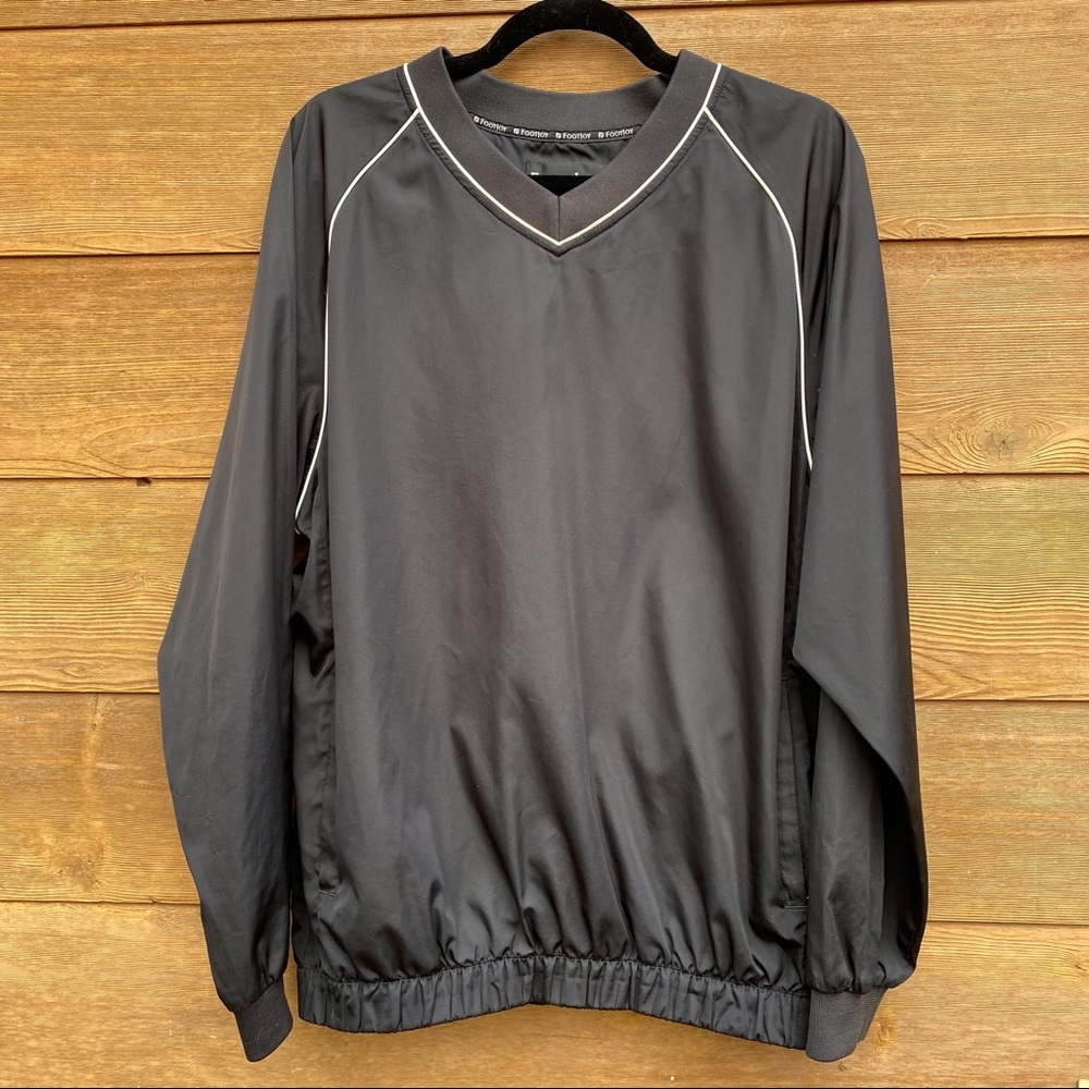 FootJoy FJ Black Nylon V-neck Windbreaker/ Pullover